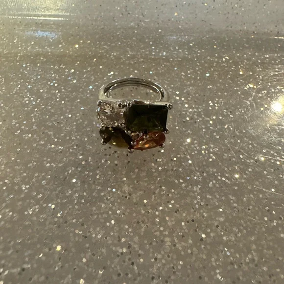 Unique Multicolor Gemstone Ring Size 6-8(adjustable inside) - Picture 3 of 5